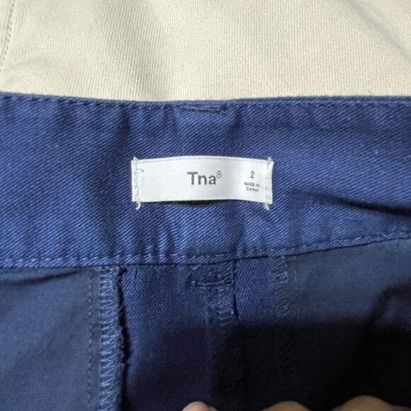 TNA Aritzia Women's Navy Blue High Rise Wide Leg Crawford Trouser Pants Size 2 - Picture 5 of 10
